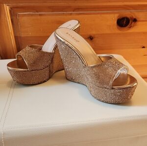 Gold Rhinestone Wedges